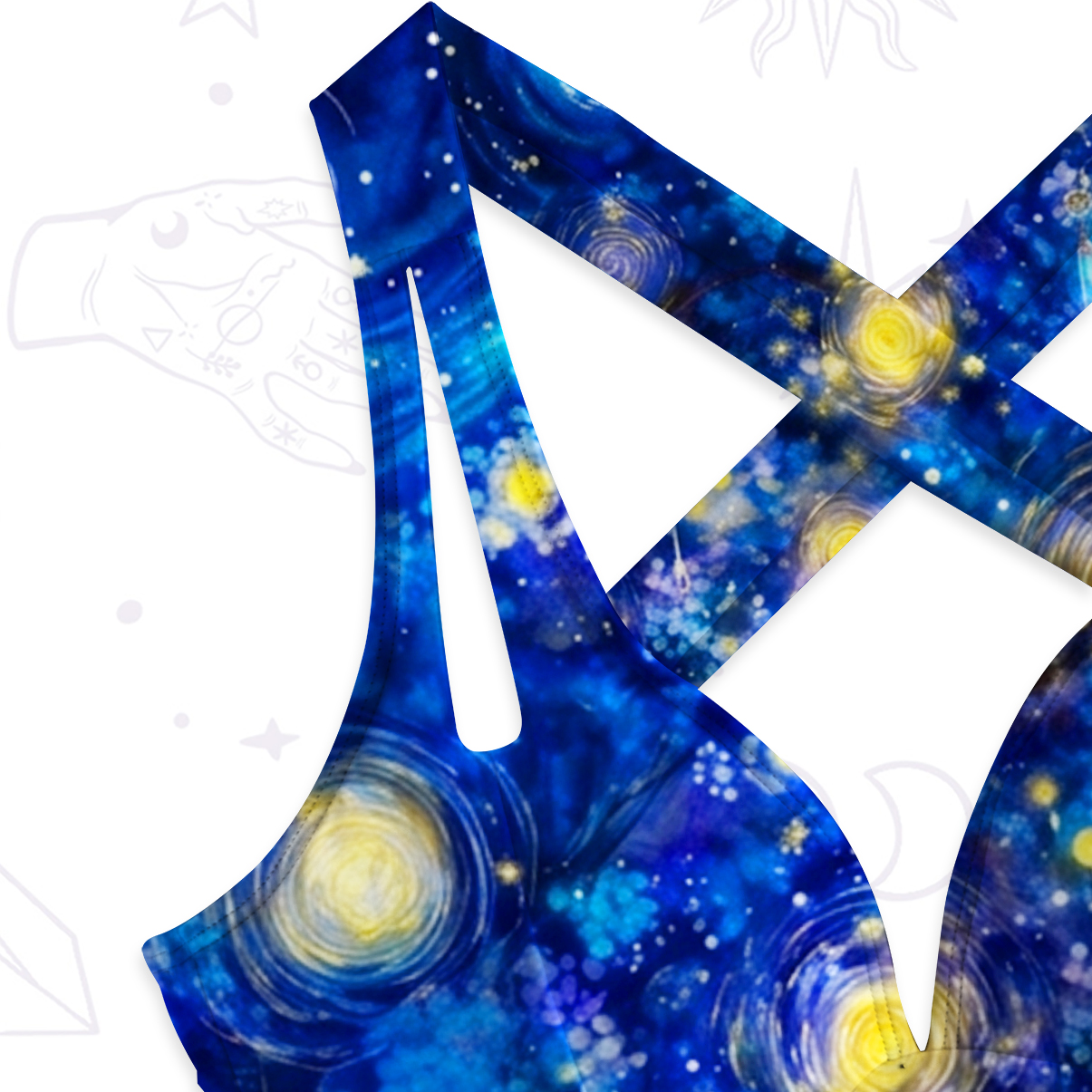 Purplehecate Moonlit Witch & Starry Cat One-Piece Swimsuit