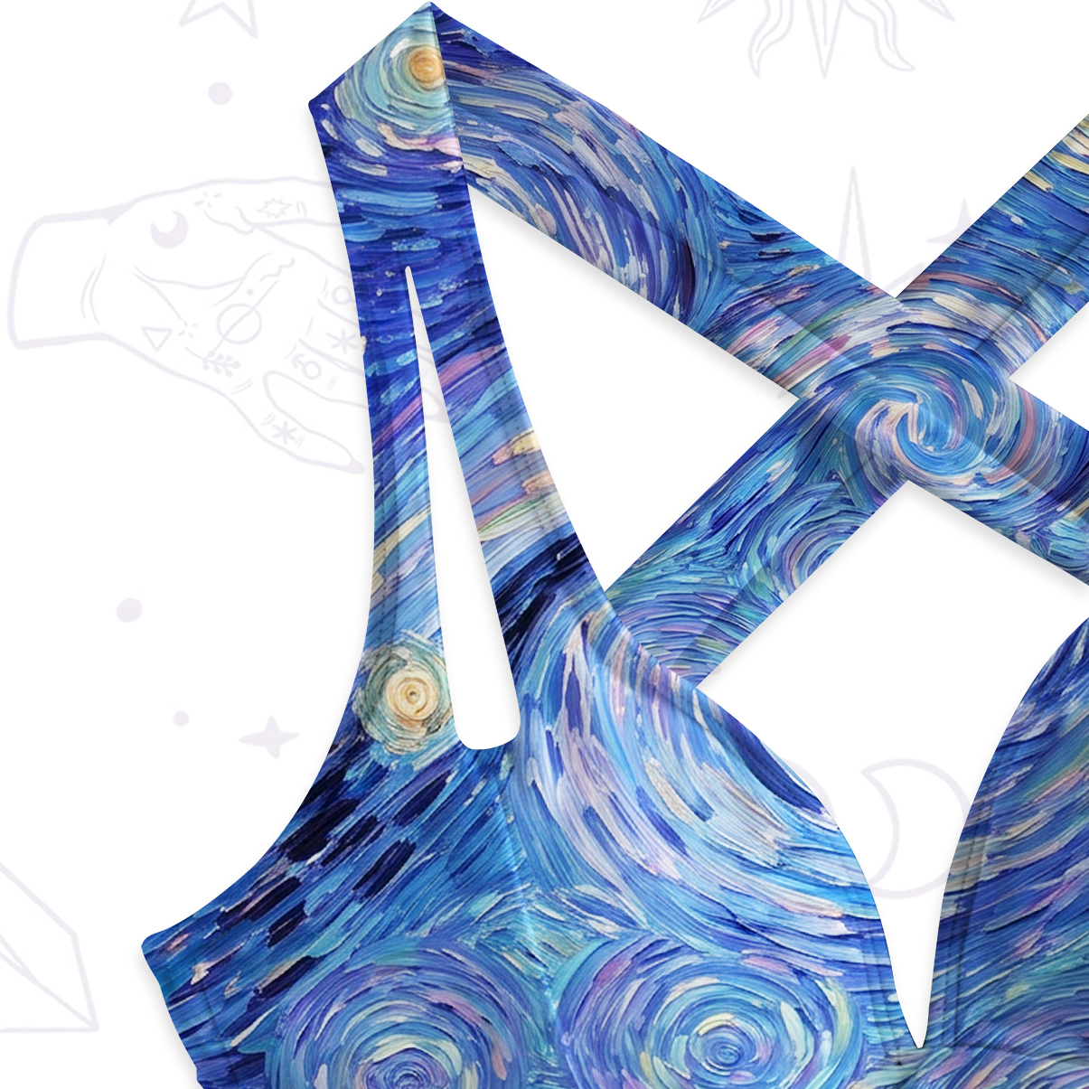 Purplehecate Starry Mystic Night Garden Cat One-Piece Swimsuit
