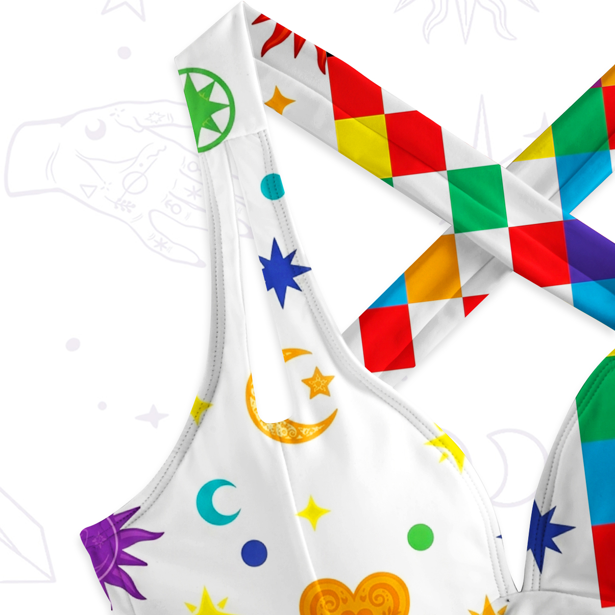 Purplehecate Celestial Rainbow Blocks One-Piece Swimsuit