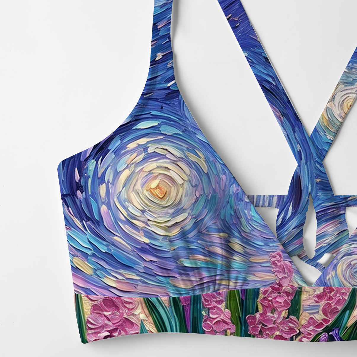 Purplehecate Starry Mystic Night Garden Cat Crisscross Tie-Back Bikini Set