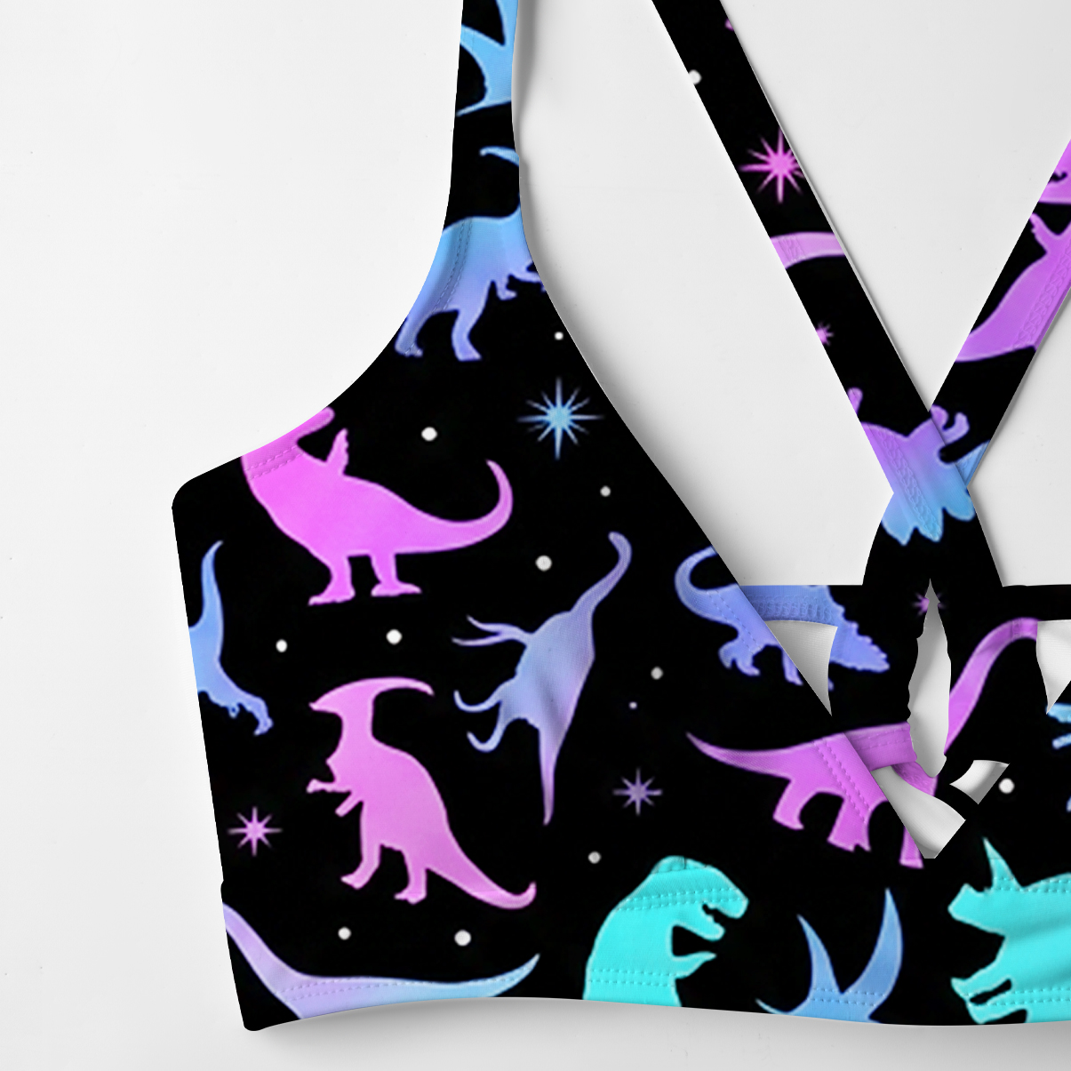 Purplehecate Neon Dino Dream Crisscross Tie-Back Bikini Set