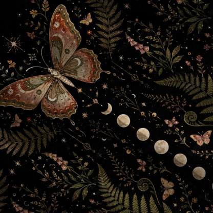 Purplehecate Moon Moth in the Enchanted Forest Tie Shoulder Maxi Dress