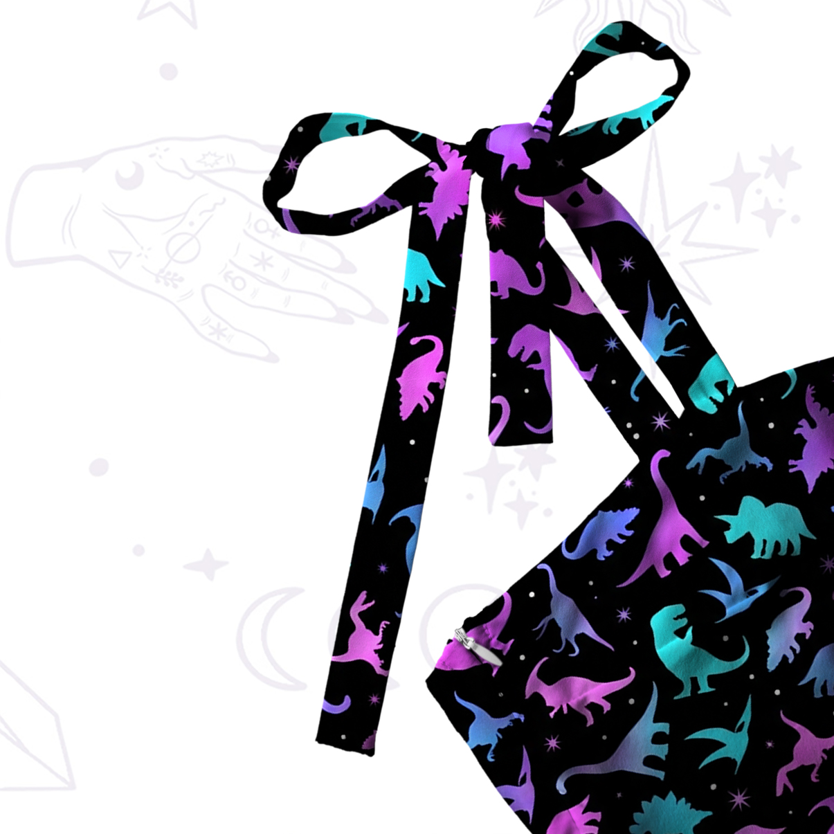 Purplehecate Neon Dino Dream Tie Shoulder Maxi Dress