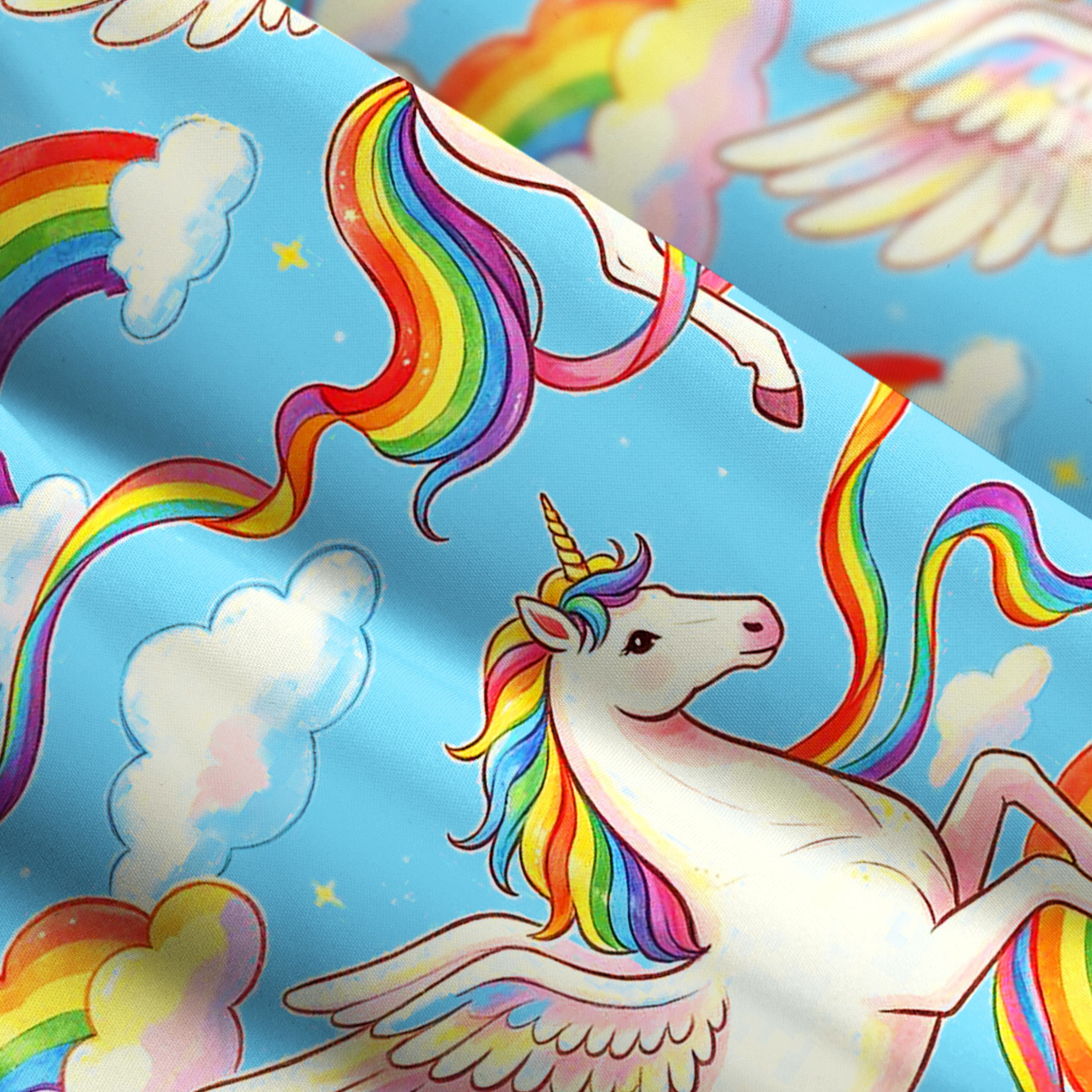 Purplehecate Fantasy Unicorn Cloud Print Wide Straps Maxi Dress