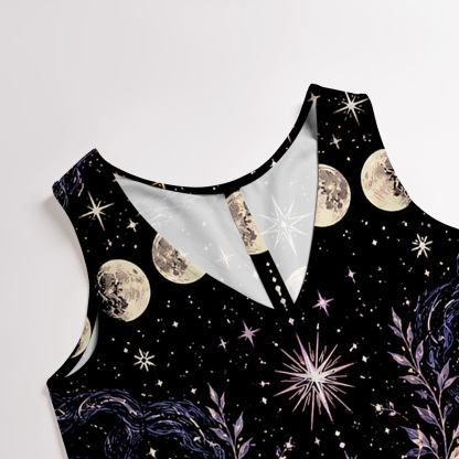 Purplehecate Moon Phase Oracle Cat Wide Leg Jumpsuit