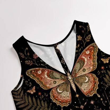 Purplehecate Moon Moth in the Enchanted Forest Wide Leg Jumpsuit