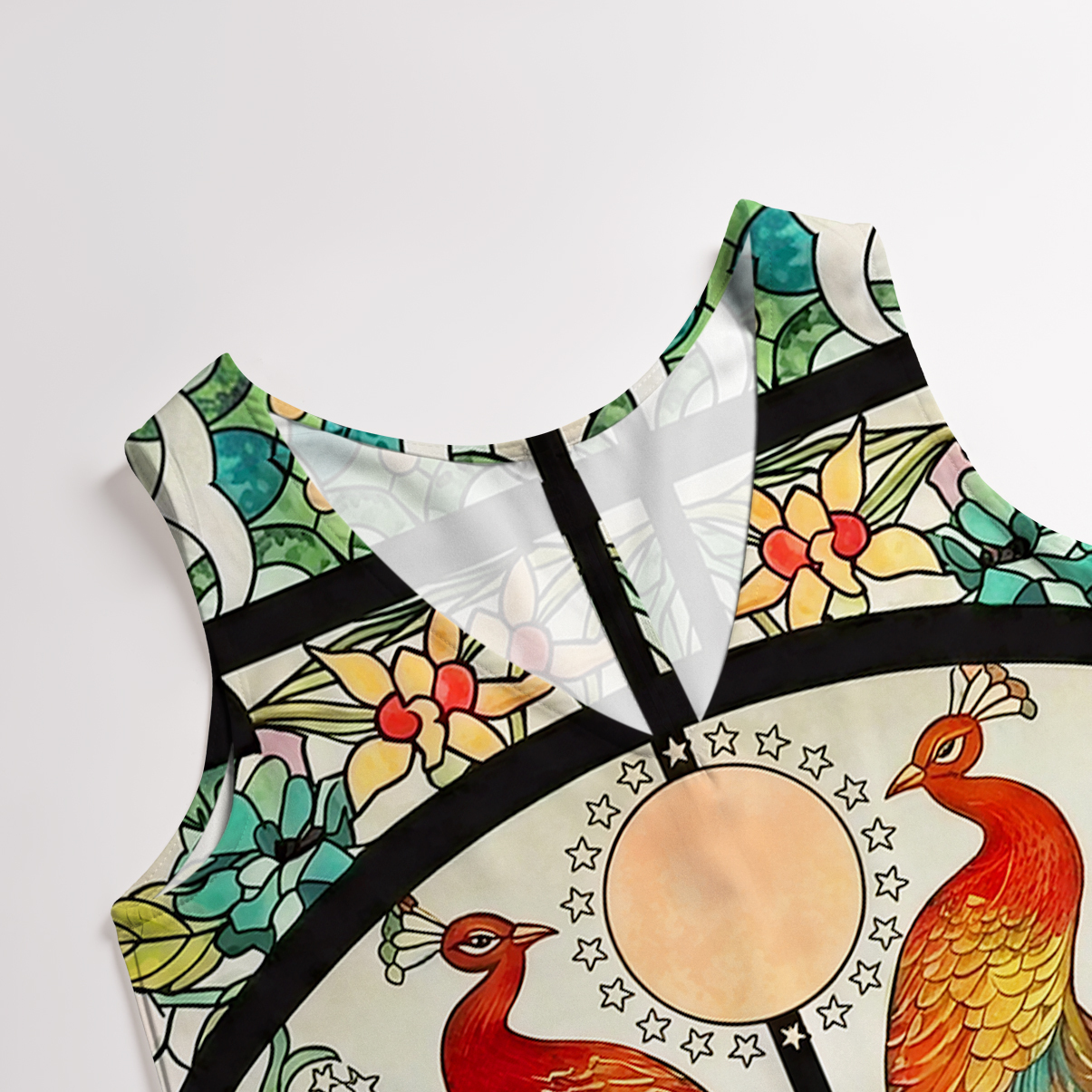 Purplehecate Mystic Peacock Stained Glass Wide Leg Jumpsuit