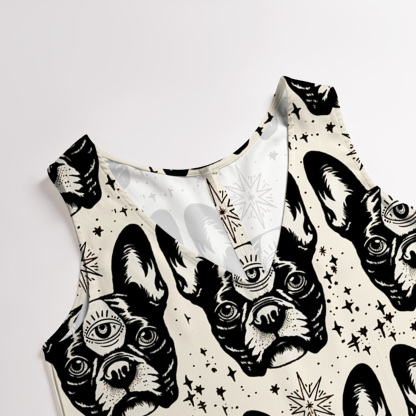 Purplehecate Mystic Boston Terrier Wide Leg Jumpsuit