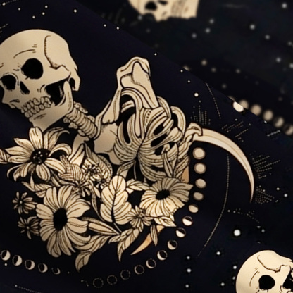 Purplehecate Mystic Skull & Crescent Moon Wide Straps Maxi Dress
