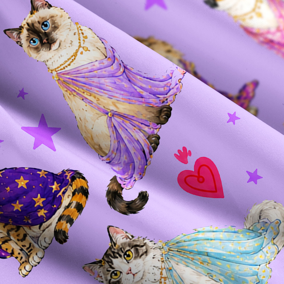 Purplehecate Enchanted Sorcerer Cats Wide Straps Maxi Dress