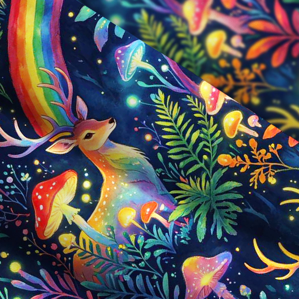 Purplehecate Enchanted Rainbow Forest Deer Wide Straps Maxi Dress