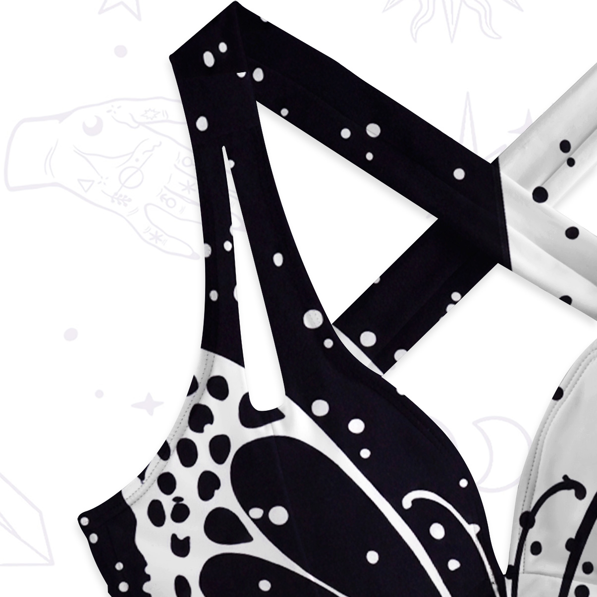 Purplehecate Black & White Eclipse Butterfly One-Piece Swimsuit