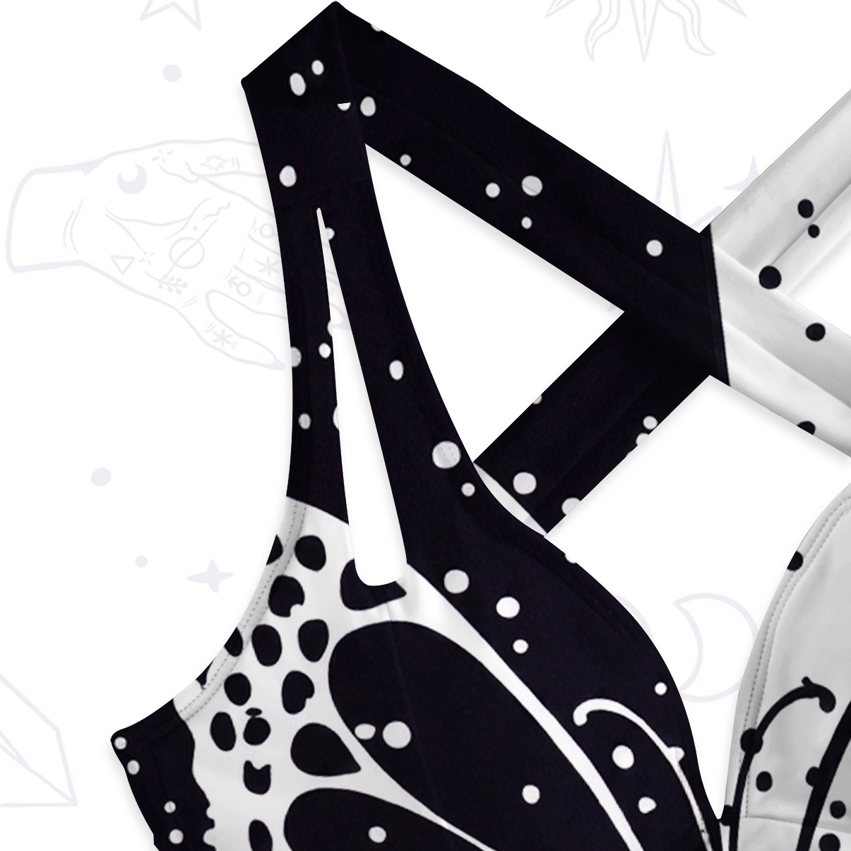 Purplehecate Black & White Eclipse Butterfly One-Piece Swimsuit