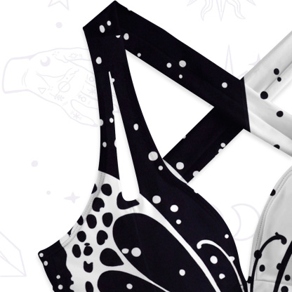 Purplehecate Black & White Eclipse Butterfly One-Piece Swimsuit