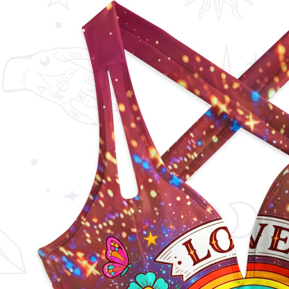Purplehecate Where Love Lives Rainbow Heart One-Piece Swimsuit