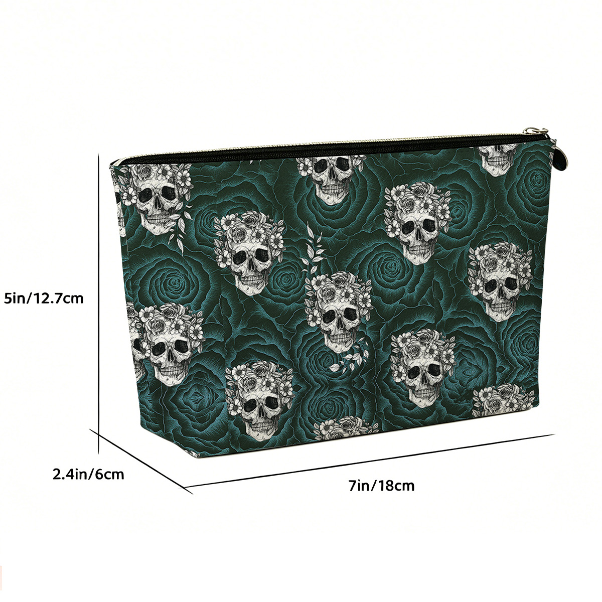 Purplehecate Rose Skull Makeup Bag