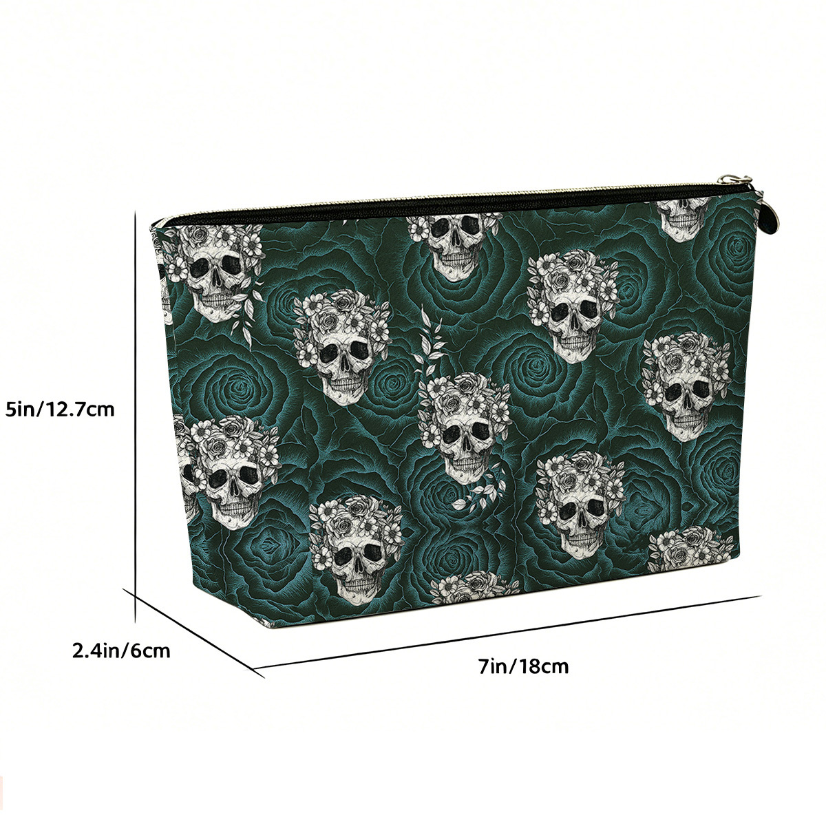 Purplehecate Rose Skull Makeup Bag