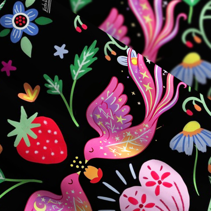 Purplehecate Mystic Forest Birds & Blooms Wide Straps Maxi Dress