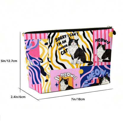 Purplehecate Sorry I Can't Go I'm an Indoor Cat Zip Makeup Bag