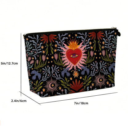 Purplehecate Sacred Flame Heart Zip Makeup Bag