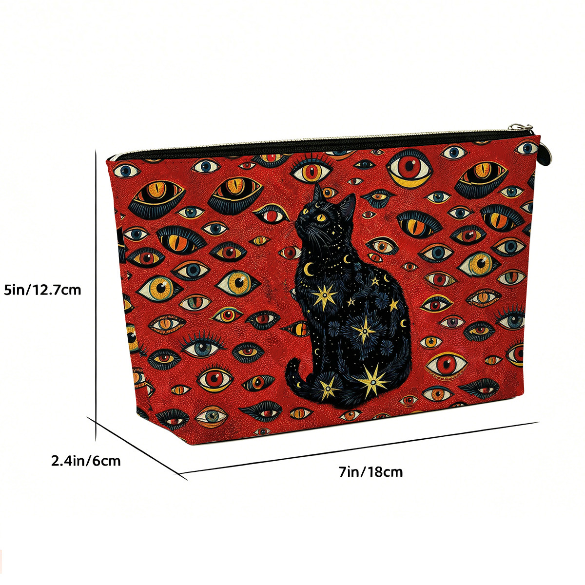 Purplehecate Cosmic Watcher Cat Zip Makeup Bag