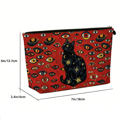 Purplehecate Cosmic Watcher Cat Zip Makeup Bag