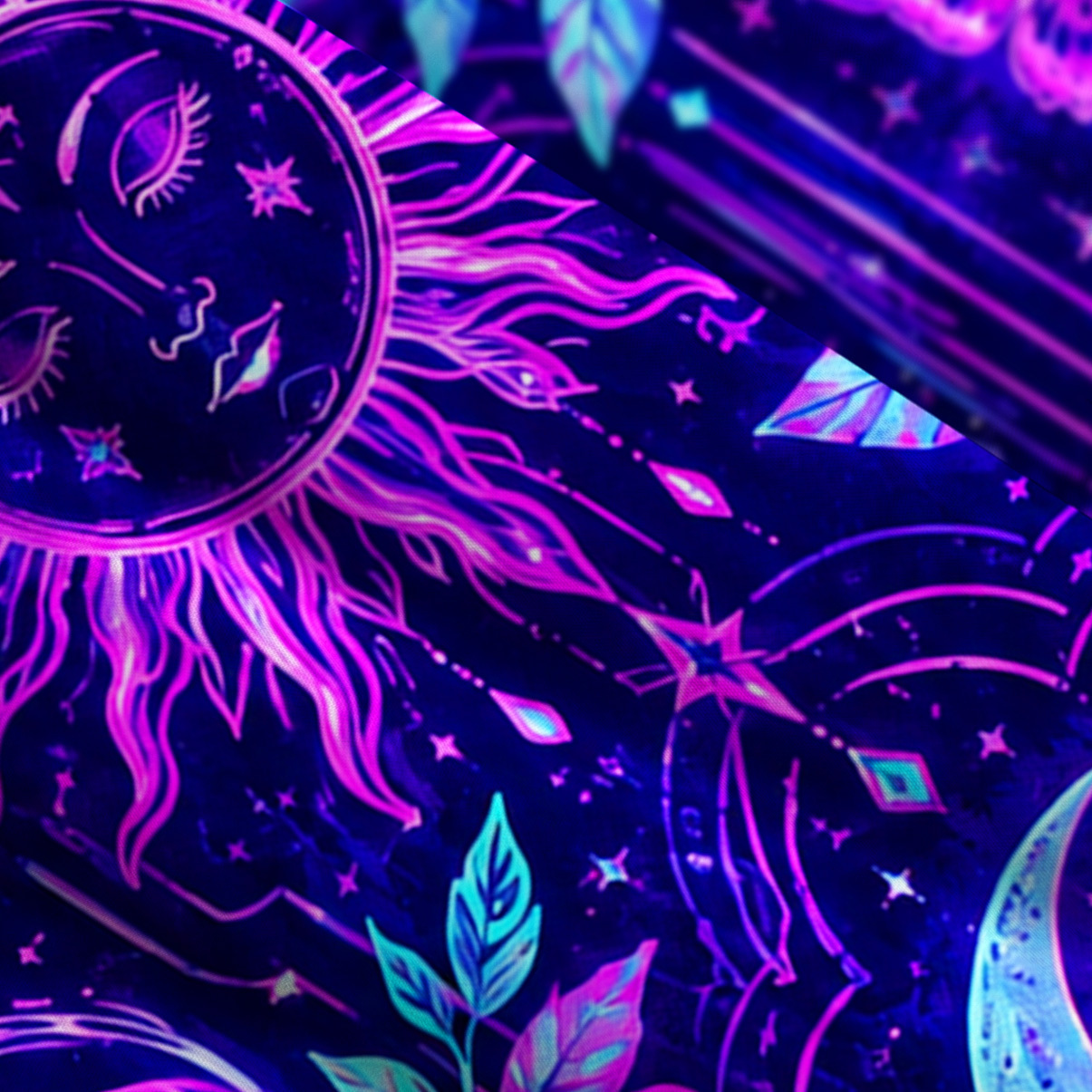 Purplehecate Psychedelic Sun Moon Vision Wide Straps Maxi Dress