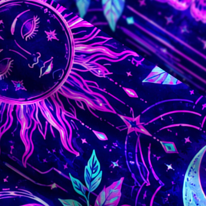 Purplehecate Psychedelic Sun Moon Vision Wide Straps Maxi Dress