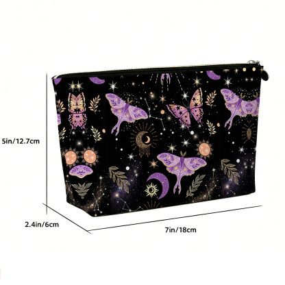 Purplehecate Starry Night Lunar Moth Zip Makeup Bag