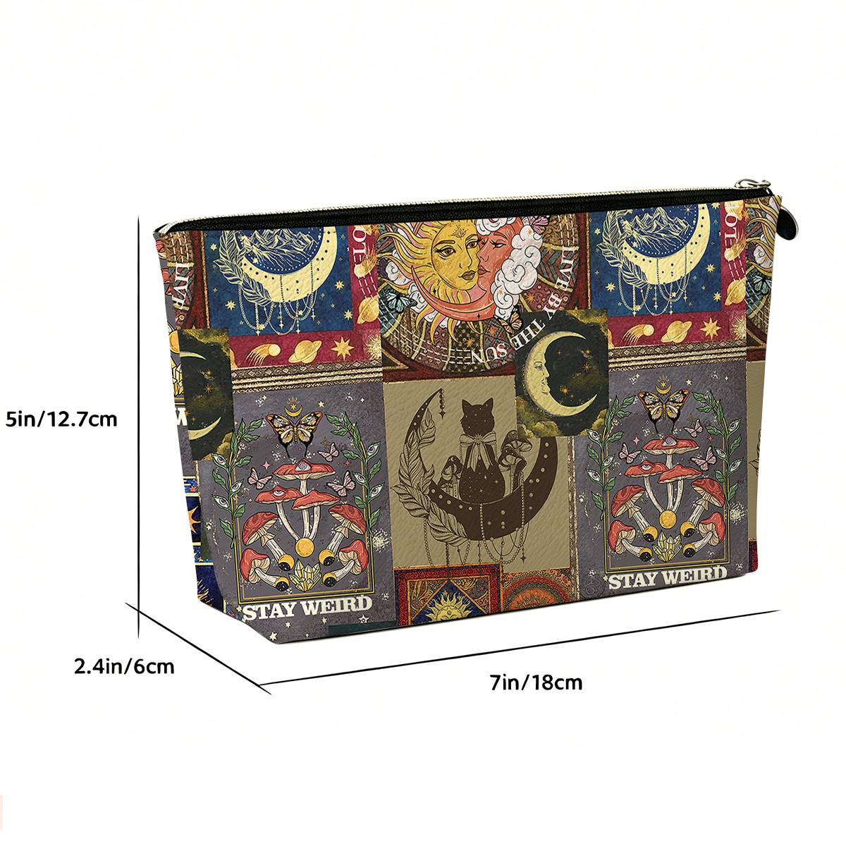 Purplehecate Starry Moon Patchwork for Cosmic Lovers Zip Makeup Bag