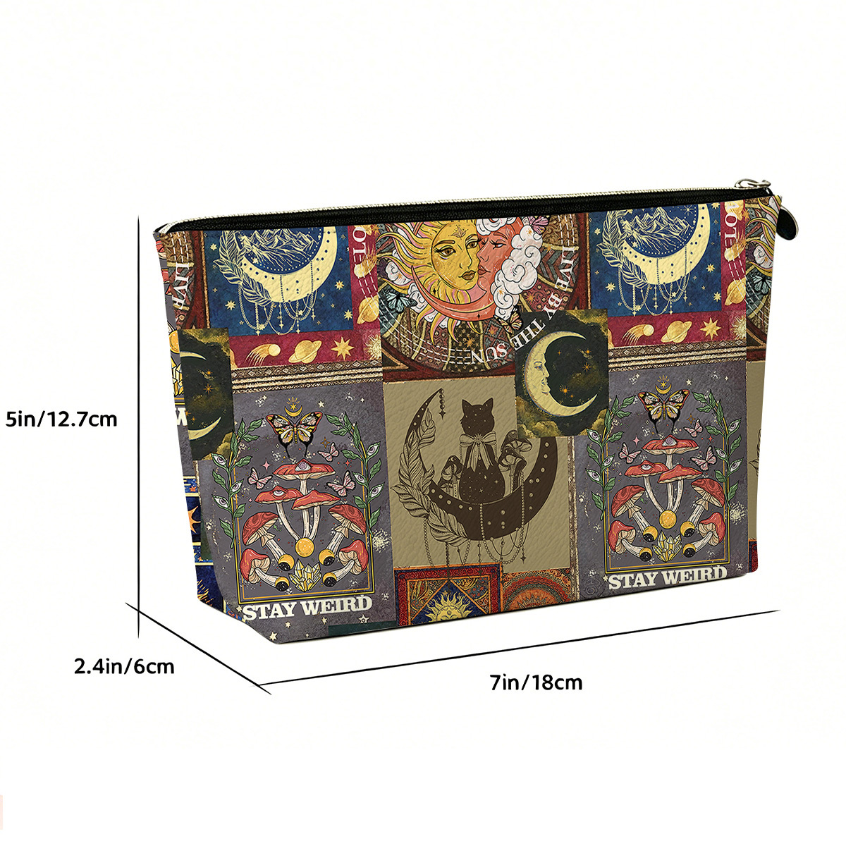 Purplehecate Starry Moon Patchwork for Cosmic Lovers Zip Makeup Bag