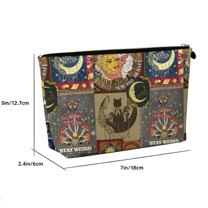 Purplehecate Starry Moon Patchwork for Cosmic Lovers Zip Makeup Bag