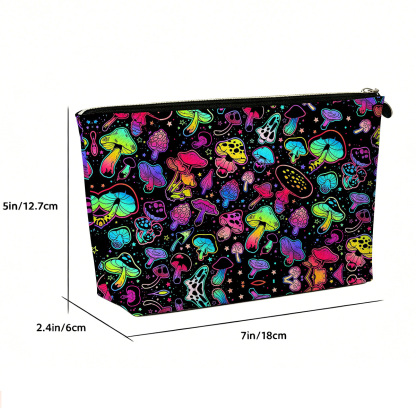 Purplehecate Psychedelic Mushroom Rave Zip Makeup Bag