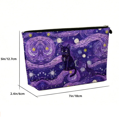 Purplehecate Mystic Cat Beneath the Cosmic Veil Zip Makeup Bag