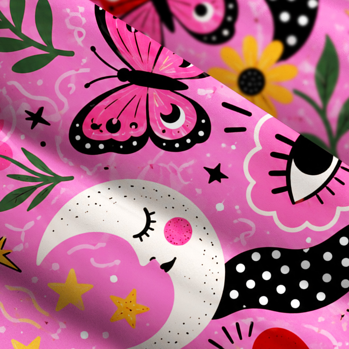 Purplehecate Surreal Eyes and Butterflies Print Wide Straps Maxi Dress
