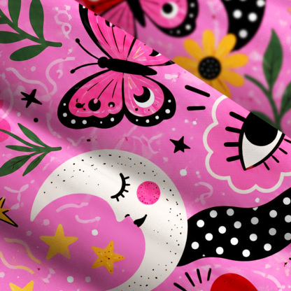 Purplehecate Surreal Eyes and Butterflies Print Wide Straps Maxi Dress