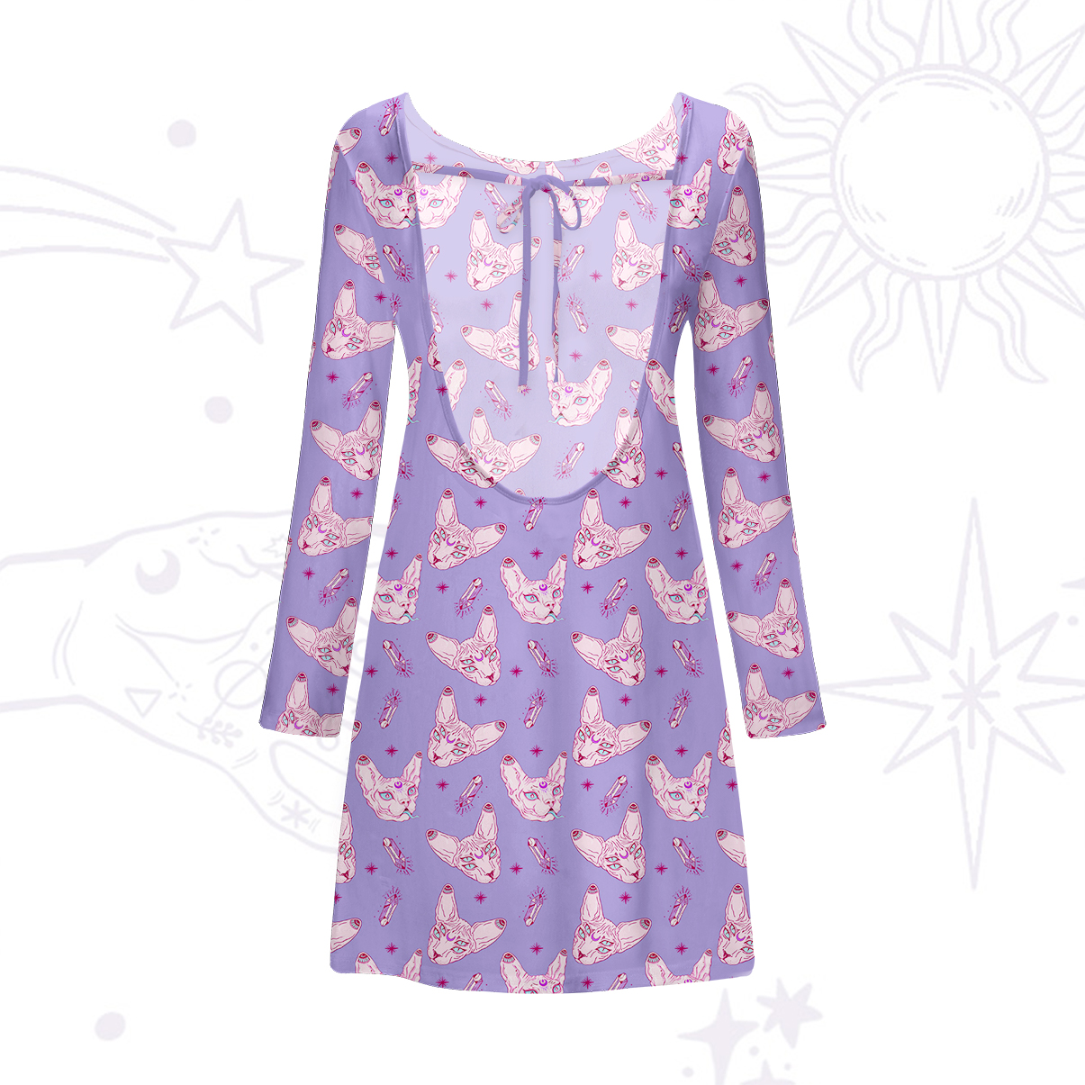 Purplehecate Mystical Sphynx Cat Beachwear Cover-Up Dress