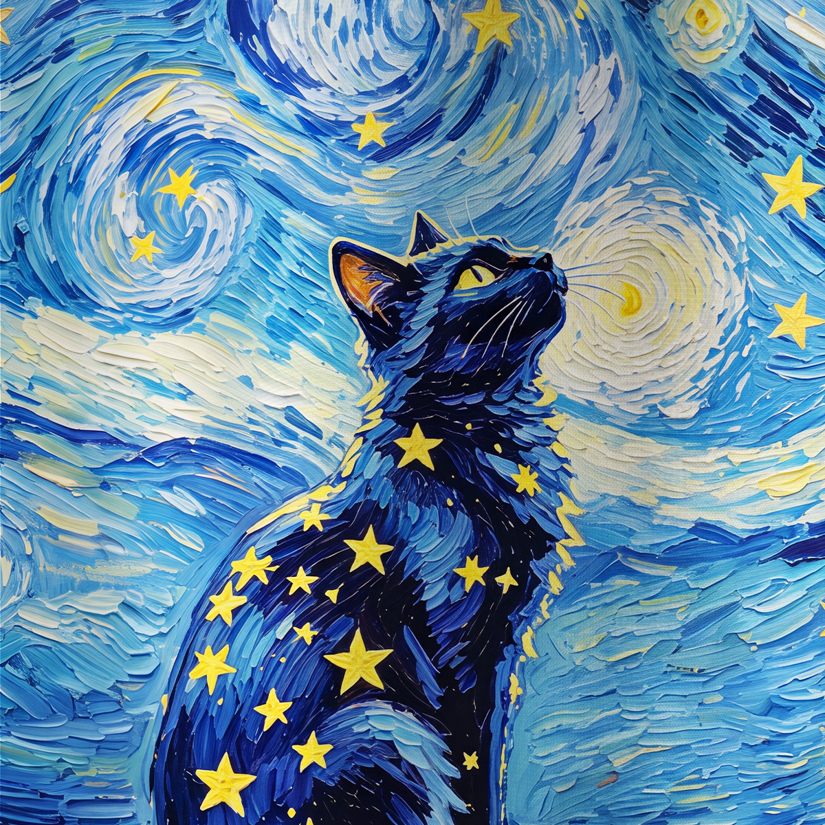 Purplehecate Starry Night Sky Mystical Black Cat All Over Print T-Shirt