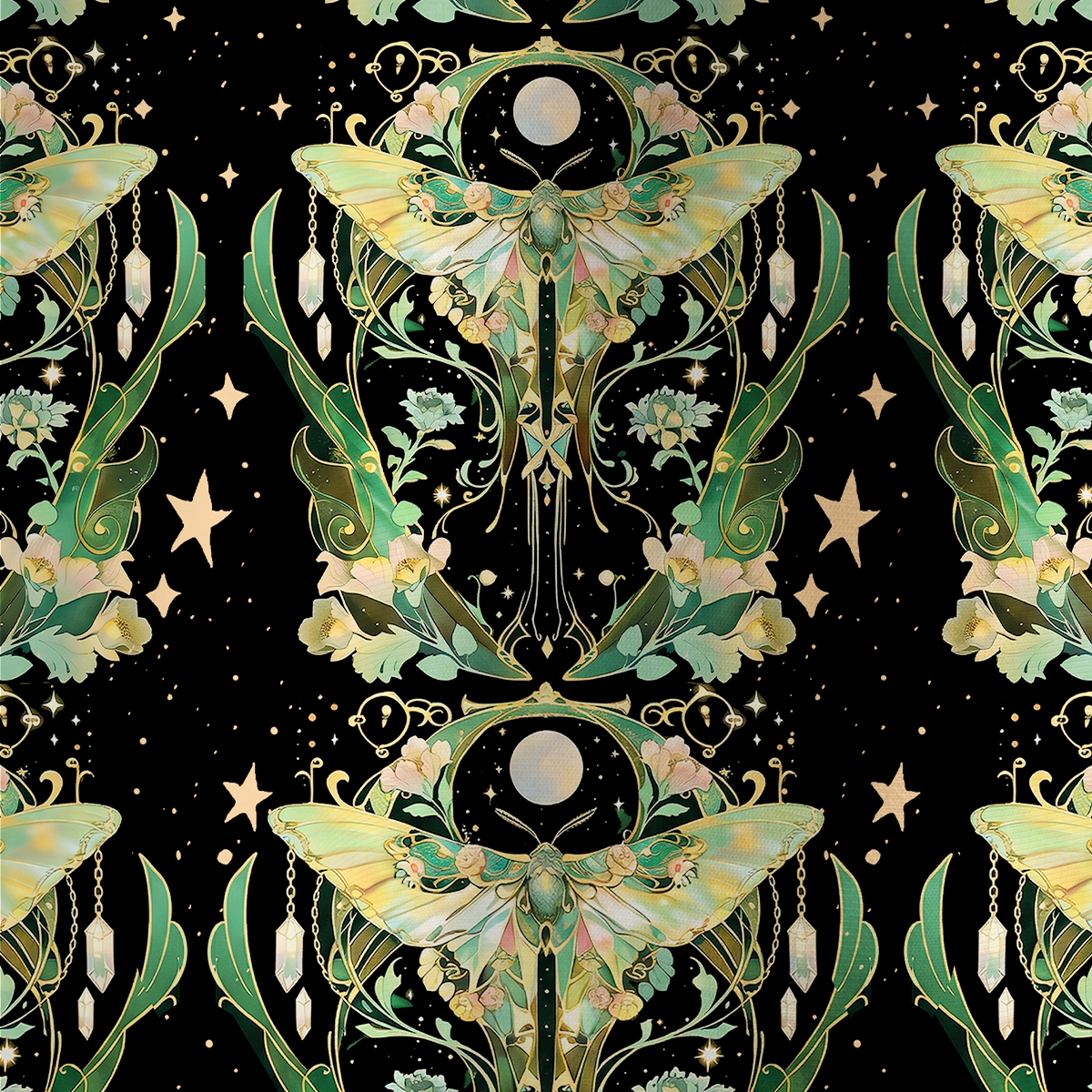 Purplehecate Moon Moth Rave All Over Print T-Shirt