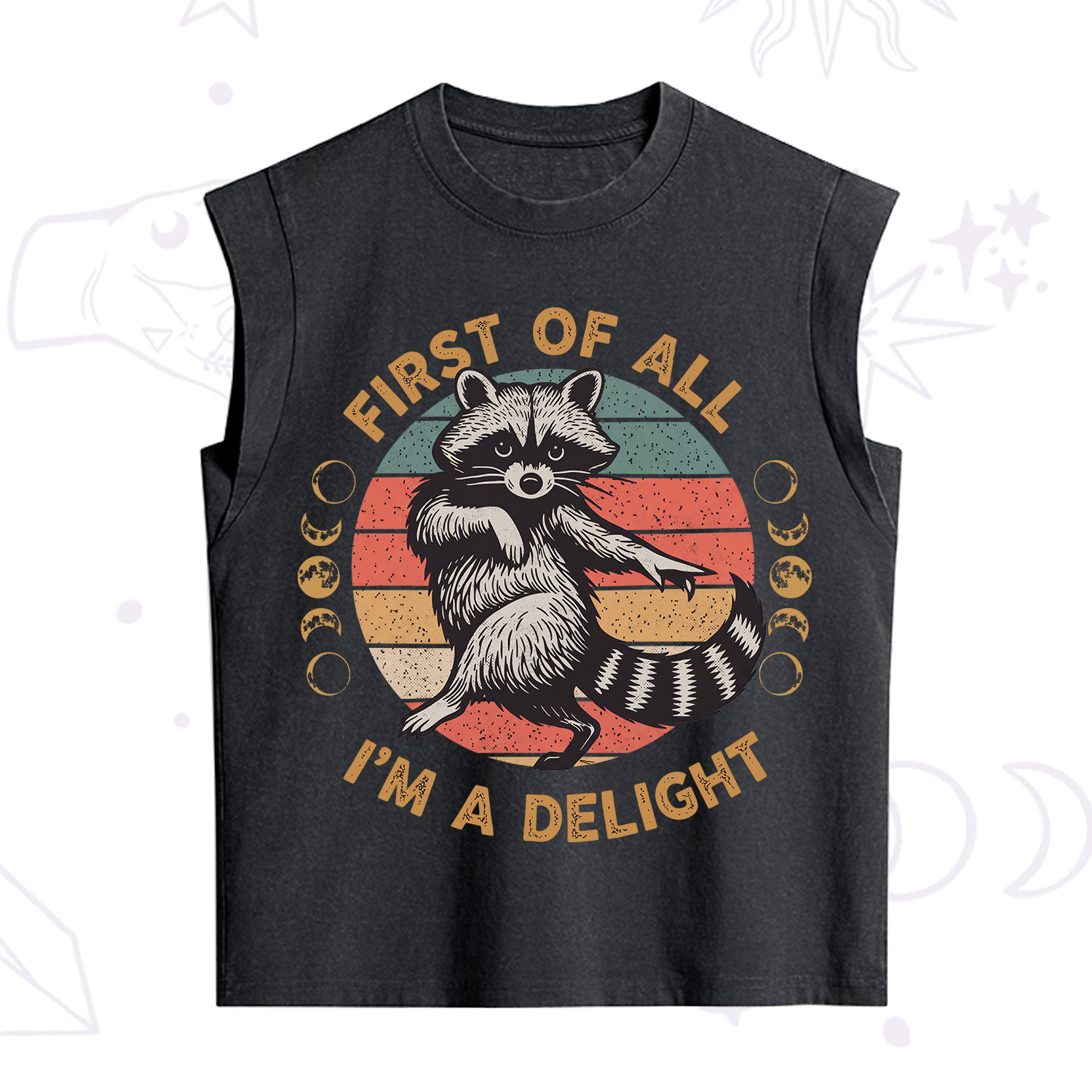 Purplehecate First of All I'm A Delight Raccoon Vintage Washed Tank