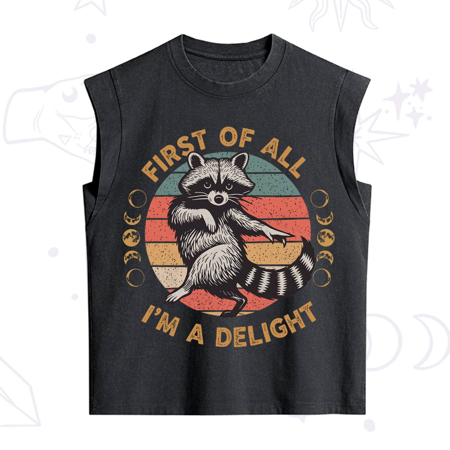 Purplehecate First of All I'm A Delight Raccoon Vintage Washed Tank