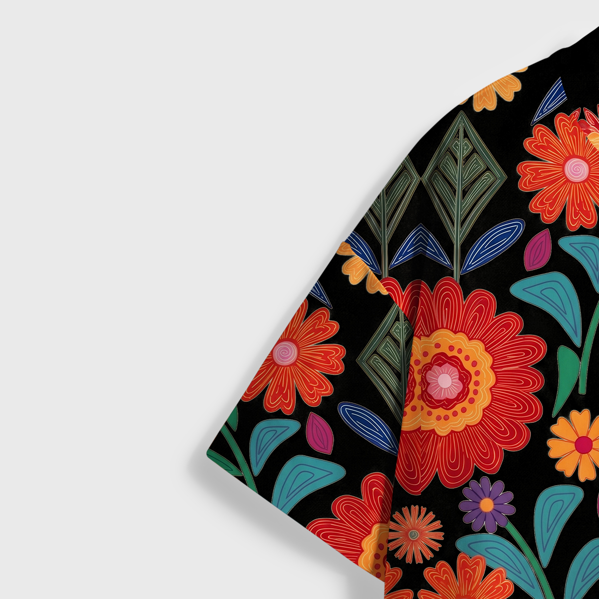 Purplehecate Retro Bloom Folk Floral All Over Print T-Shirt
