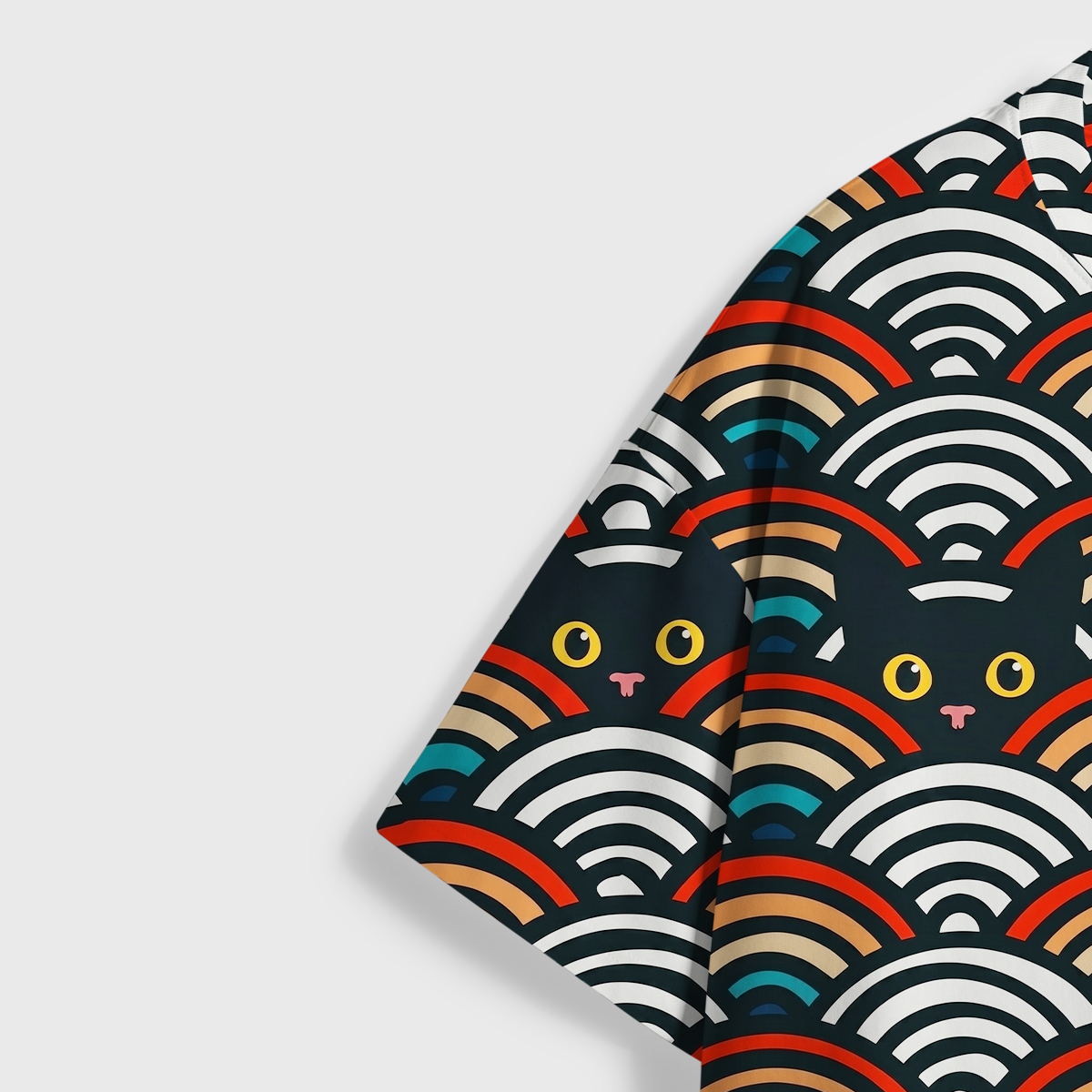 Purplehecate Rainbow Black Cat Waves All Over Print T-Shirt