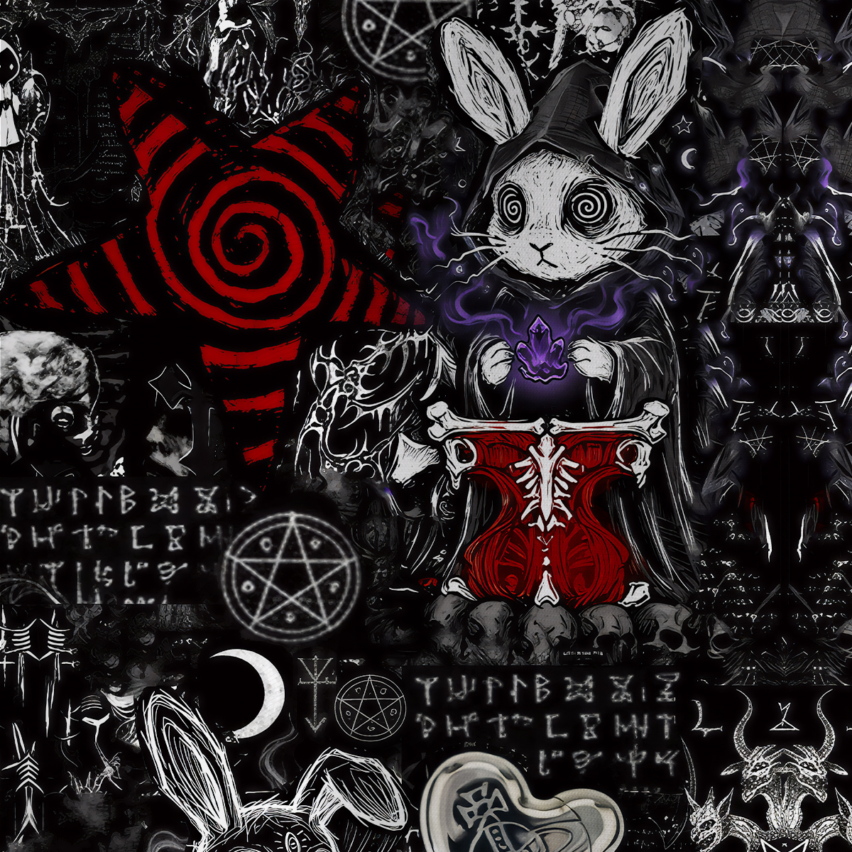 Purplehecate Gothic Cursed Bunny Ritual All Over Print T-Shirt