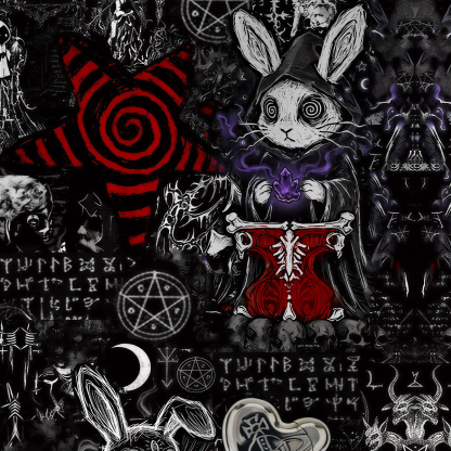 Purplehecate Gothic Cursed Bunny Ritual All Over Print T-Shirt