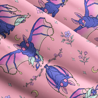 Purplehecate Midnight Bat Print Wide Straps Maxi Dress