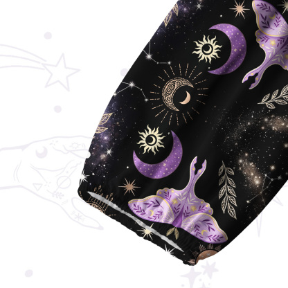 Purplehecate Starry Night Lunar Moth Split Neck Tie Blouse