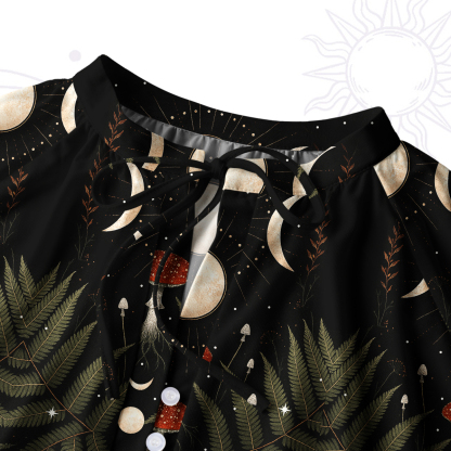 Purplehecate Moonlit Mushroom Gown Split Neck Tie Blouse