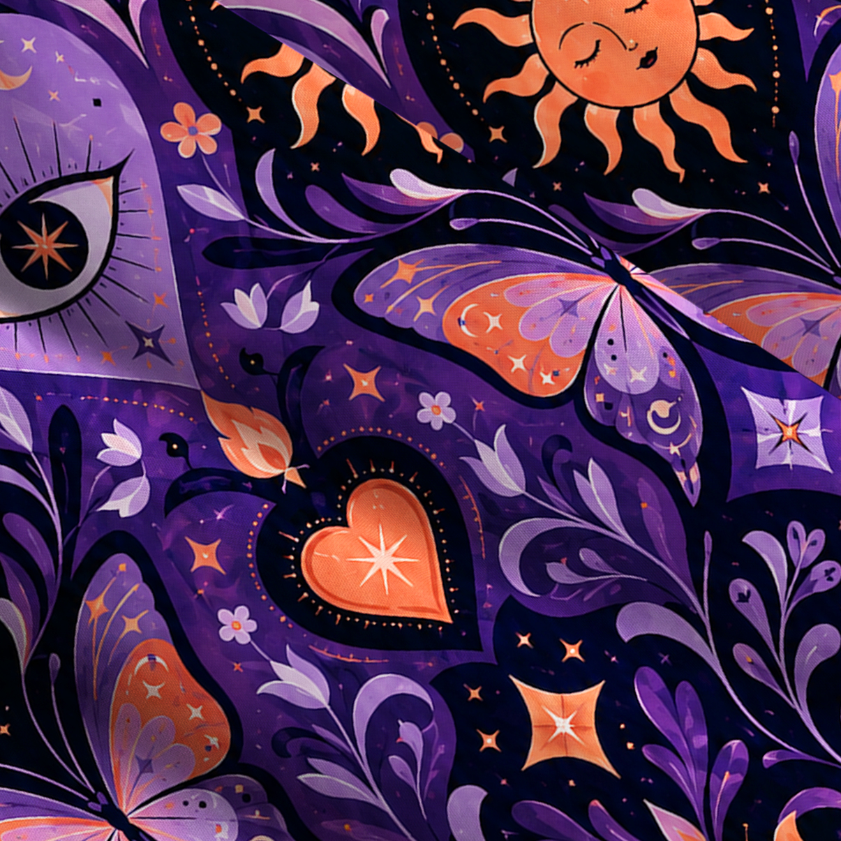 Purplehecate Esoteric Third Eye Cosmic Heart Wide Straps Maxi Dress