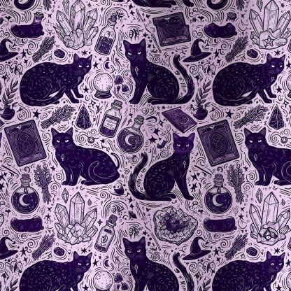 Purplehecate Midnight Black Cat Witch Potion All Over Print T-Shirt